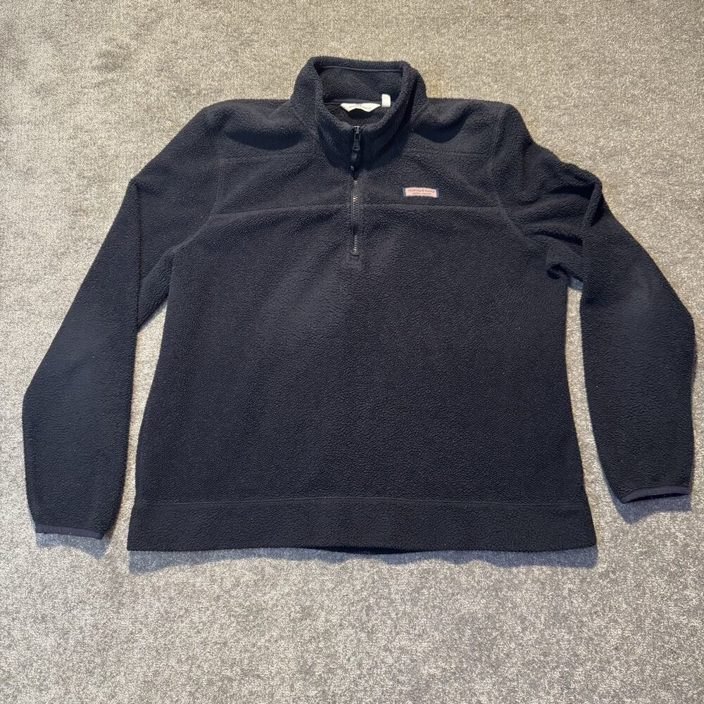 Vineyard Vines Men’s Fleece 1/4 Zip Pullover XL Navy Blue Preppy Pink Whale Warm